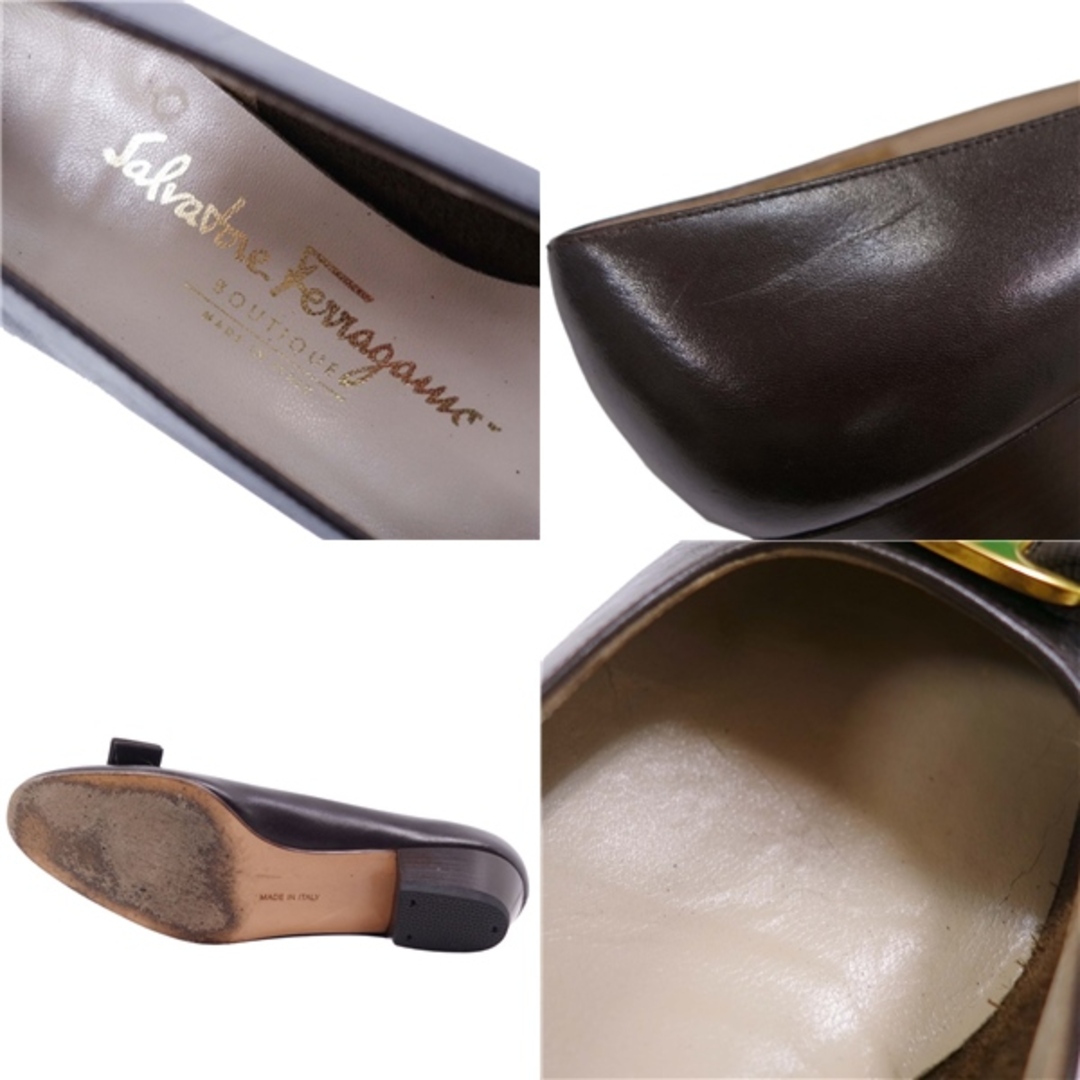 Salvatore Ferragamo(サルヴァトーレフェラガモ)のサルヴァトーレ フェラガモ Salvatore Ferragamo パンプス ヴァラ カーフレザー ヒール シューズ 靴 レディース 5C(22.5cm相当) ブラウン レディースの靴/シューズ(ハイヒール/パンプス)の商品写真