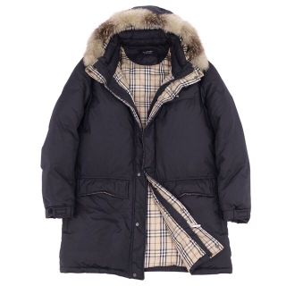 バーバリーブラックレーベル(BURBERRY BLACK LABEL)の美品 バーバリー ブラックレーベル BURBERRY BLACK LABEL コート ダウンコート 襟フォックスファー ナイロン アウター メンズ L ブラック(その他)