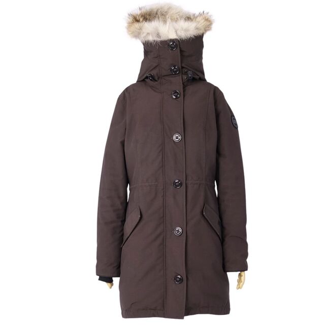 美品 カナダグース CANADA GOOSE コート ROSSCLAIR PARKA ロスクレラパーカー ダウンコート 襟コヨーテファー アウター  レディース M ブラウン