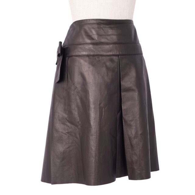 LOEWE(ロエベ)のロエベ LOEWE スカート リボン ラムレザー 本革 ボトムス レディース スペイン製 38(M相当) ブラウン レディースのスカート(ひざ丈スカート)の商品写真