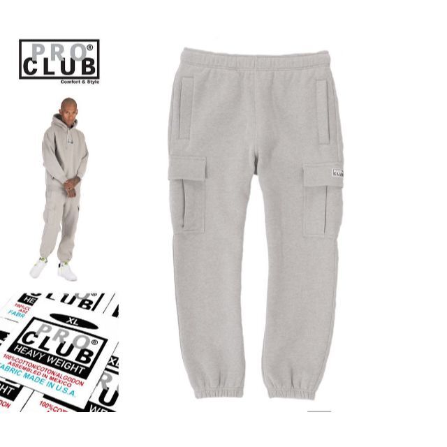 PRO CLUB(プロクラブ)のPRO CLUB　プロクラブ　スウェットカーゴパンツ　グレー 2XL メンズのパンツ(ワークパンツ/カーゴパンツ)の商品写真