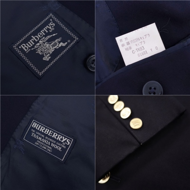 BURBERRY(バーバリー)のVintage バーバリー Burberrys ジャケット ウール ギャバジン テーラード ダブル 金ボタン メンズ LL相当 ネイビー メンズのジャケット/アウター(テーラードジャケット)の商品写真