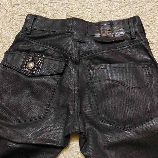 ★Lee ライダース コーティング ブラックデニム スタッズ ワニ革 サイズS