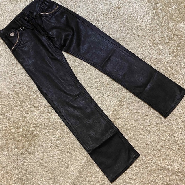 ★Lee ライダース コーティング ブラックデニム スタッズ ワニ革 サイズS