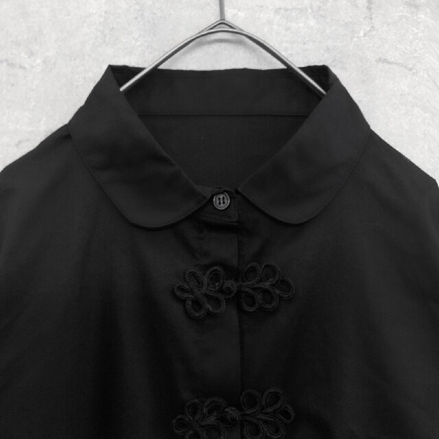 一点もの 特価★  チャイナ シャツ ブラウス ブラック 黒 長袖 2