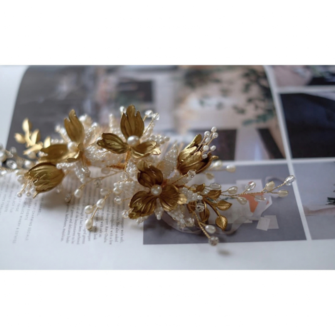 sweet ribbon ブライダルアクセサリー　ヘッドアクセサリー　フラワー ハンドメイドのウェディング(ヘッドドレス/ドレス)の商品写真