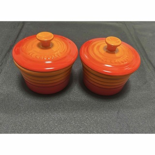 ルクルーゼ(LE CREUSET)のル・クルーゼ ラムカン オレンジ 2個セット 蓋付き(食器)