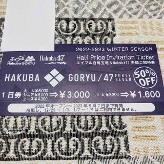 エイブル白馬五竜・Hakuba47 リフト半額券(スキー場)