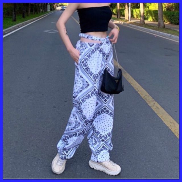 イージーパンツ ペイズリー柄 ワイドパンツ ユニセックス 白 ホワイト