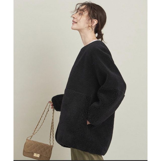 BEAUTY&YOUTH UNITED ARROWS(ビューティアンドユースユナイテッドアローズ)のボアムートン リバーシブルコート －2WAY－ 新品未使用 レディースのジャケット/アウター(ノーカラージャケット)の商品写真