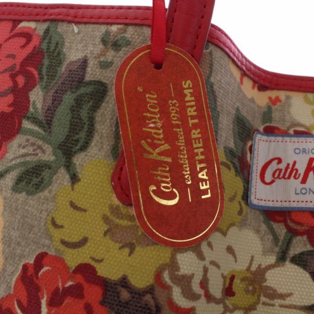 Cath Kidston(キャスキッドソン)のキャスキッドソン レザートリムラージトートバッグ ベージュ 赤 レディースのバッグ(トートバッグ)の商品写真