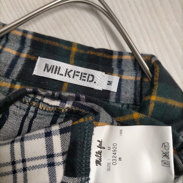 MILKFED. - MILKFED. バックロゴ刺繍 ネルチェックシャツ ワンピースの