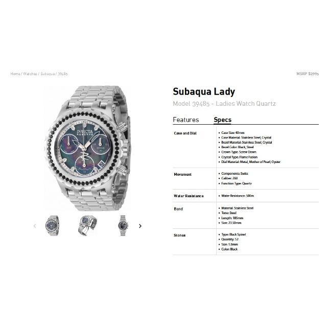 至高ブラックスピネル 高級機種 INVICTA Subaqua 39479