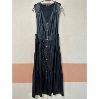 ザラ(ZARA)の【1回着用❣️】ZARA フェイクレザー　ワンピース　ＸＳ❤️(ロングワンピース/マキシワンピース)