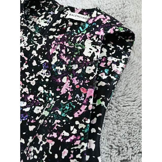 BALENCIAGA ノースリーブワンピース ミックスプリント ドレス