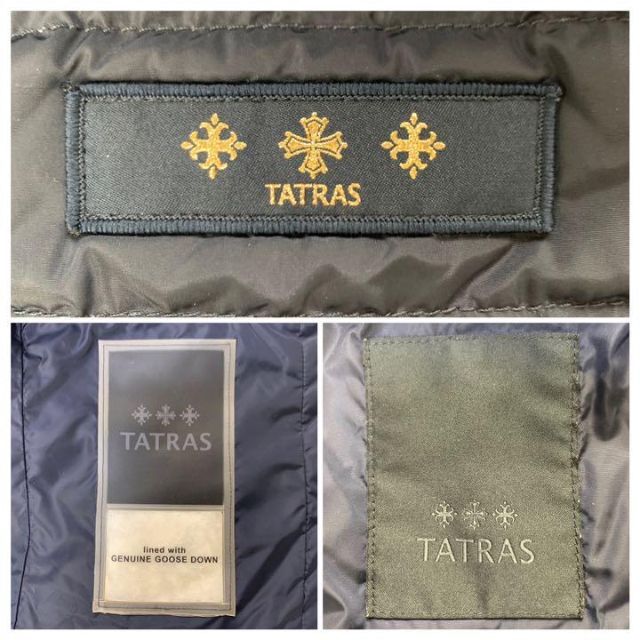 TATRAS(タトラス)のTATRAS タトラス  ノーカラー ダウン ジャケット コート ネイビー レディースのジャケット/アウター(ダウンジャケット)の商品写真