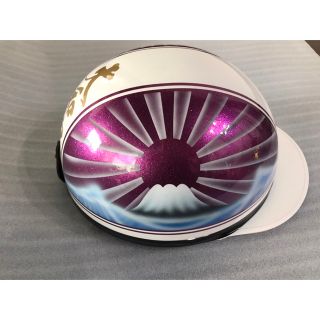 7色ラメ 波入り 富士日章 コルク半 ヘルメット パープルラメの通販