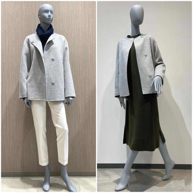 theory luxe 21AW ダブルフェイス ノーカラーショートコート