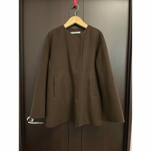 theory luxe 21AW ダブルフェイス ノーカラーショートコート
