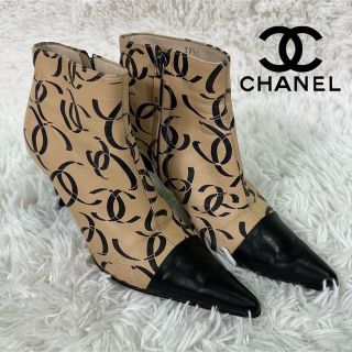 シャネル(CHANEL)の【値下対応】CHANELシャネル　ヒール　ココマーク　ミドルブーツ　ベージュ(ブーツ)