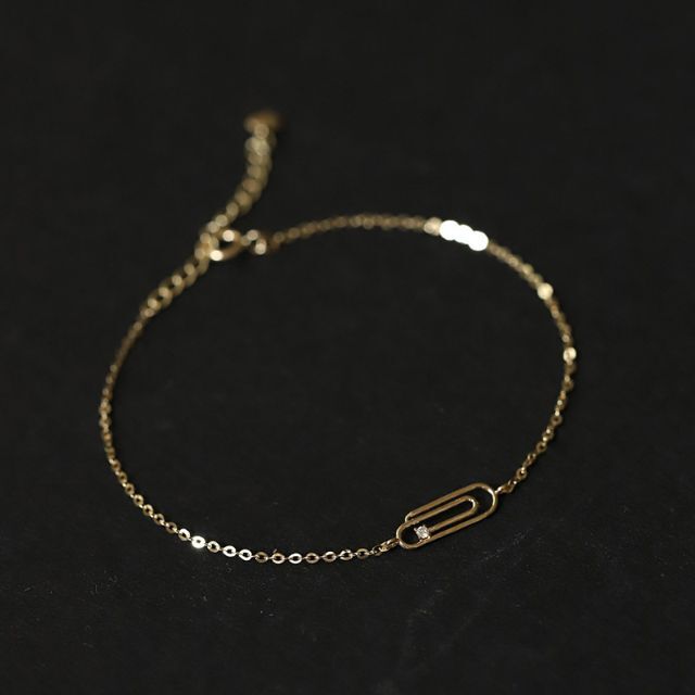 【匿名配送】14K　クリップデザイン　ダイヤゴールドブレスレット レディースのアクセサリー(ブレスレット/バングル)の商品写真