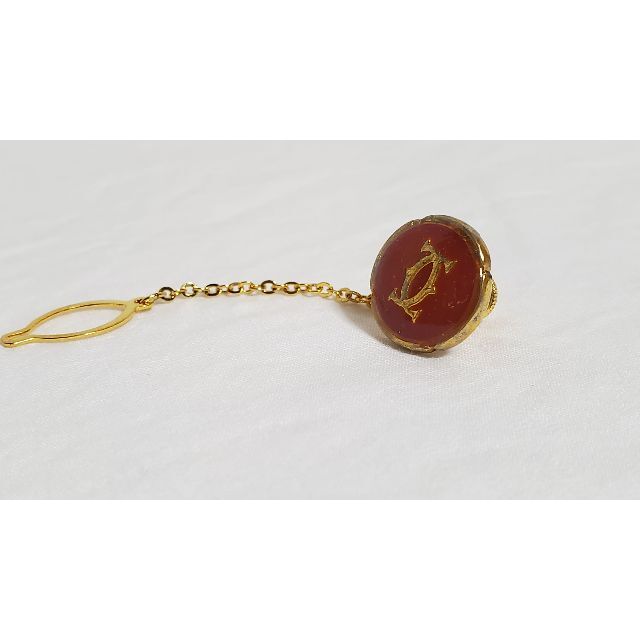 Cartier - 正規 カルティエ 2Cロゴ ネクタイピン 金×赤 Cartier - 正規 カルティエ 2Cロゴ ネクタイピン 金×赤