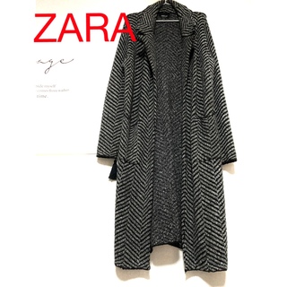 ザラ(ZARA)のZARA ザラ　コーディガン　ニット　コート　オーバーサイズ　柄　模様　モード(ロングコート)