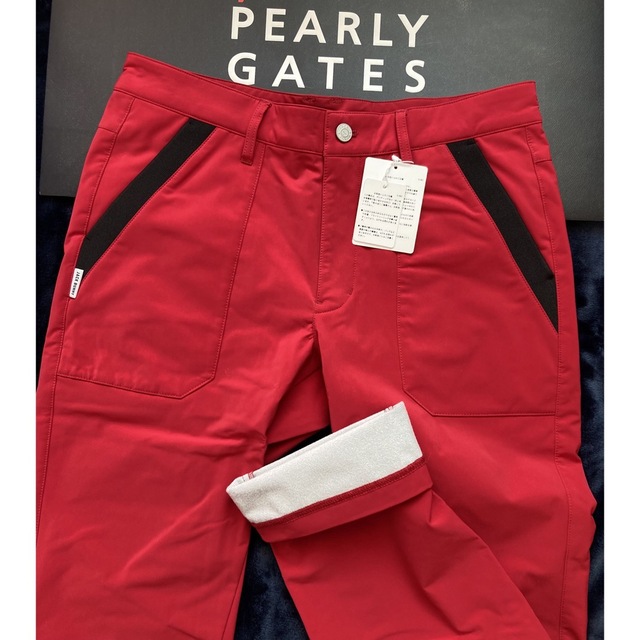 新品 パーリーゲイツ ジャックバニー ボンディングフリースパンツ(5)L/赤79cm裾幅
