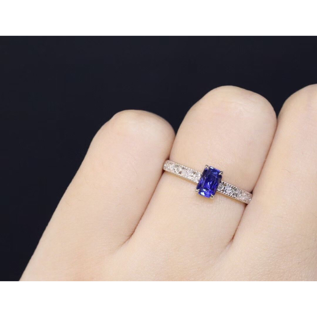 天然 ロイヤルブルーサファイア ダイヤ リング0.67ct k18 f 3