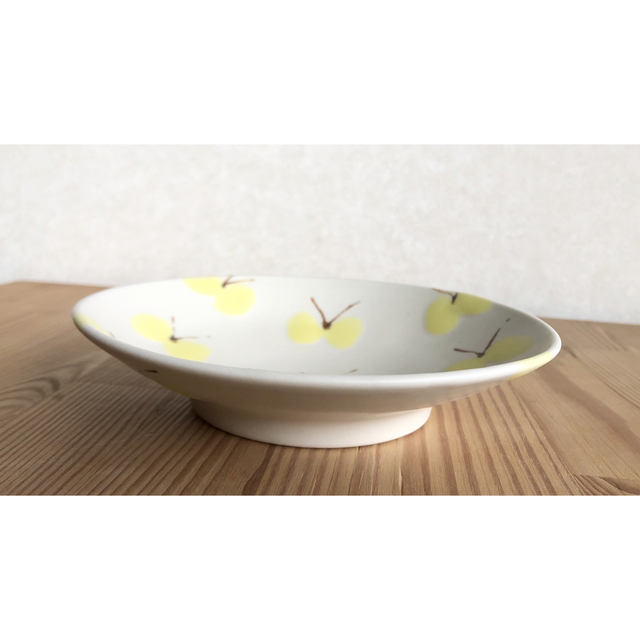 石木文さん プレート お皿 てふてふ ちょうちょ イエロー 陶器 www