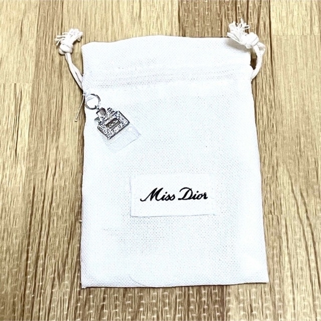 未使用品 箱付き ミスディオール チャーム付きミニ巾着ポーチ