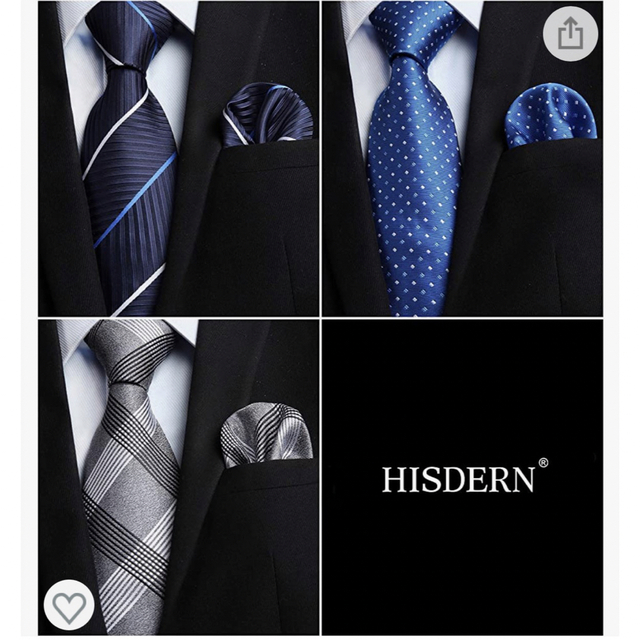 ヒスデン　ネクタイ　チーフ　3本セット メンズのファッション小物(ネクタイ)の商品写真