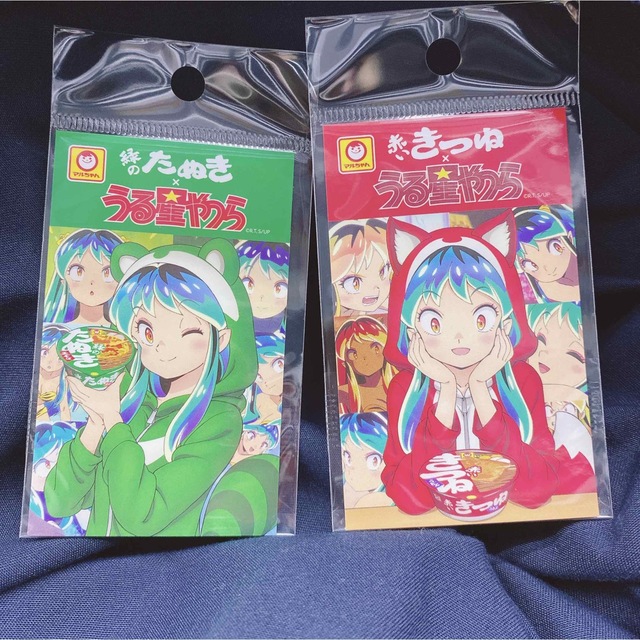 赤いきつね 緑のたぬき うる星やつら ステッカー カップ麺 エンタメ/ホビーのコレクション(ノベルティグッズ)の商品写真