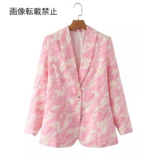 🎅12月新作🎄10143◆pink vintage レトロ 柄 ジャケット(テーラードジャケット)