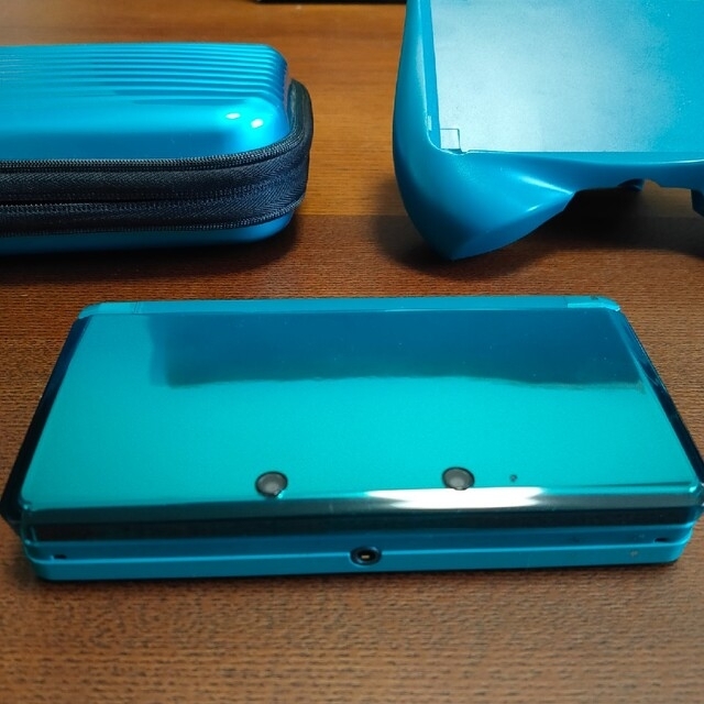 【訳あり】ニンテンドー3DS(旧OS) アクアブルー ケース、拡張グリップセット