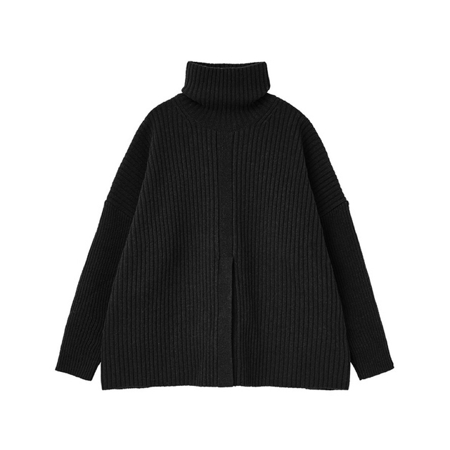 DOUBLE FACE CENTER SLIT RIB KNIT TOPS