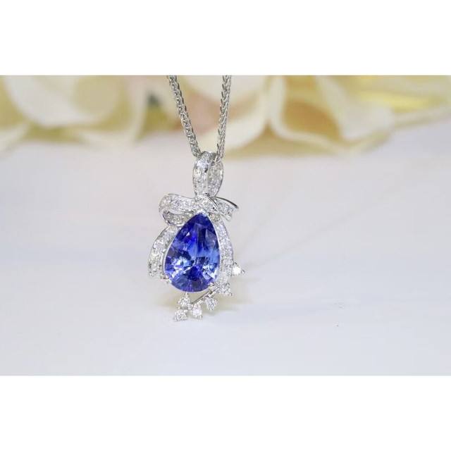 天然 ロイヤルブルーサファイア ダイヤ ペンダントトップ1.33ct f