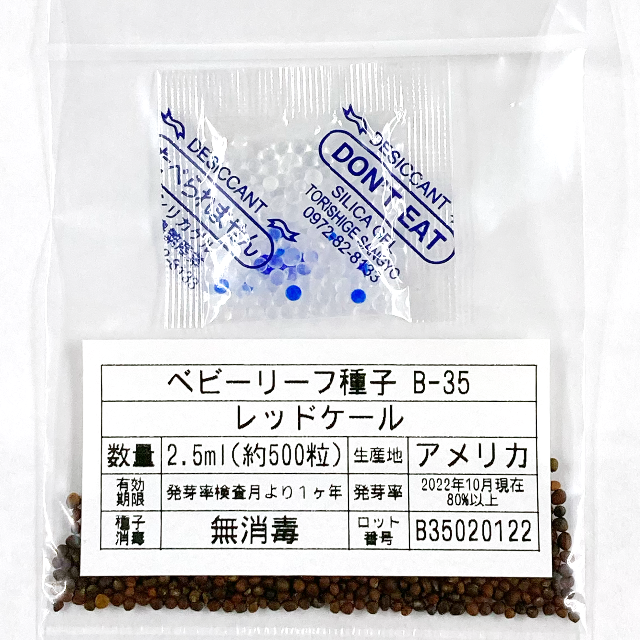 ベビーリーフ種子 B-35 レッドケール 2.5ml 約500粒 x 2袋 食品/飲料/酒の食品(野菜)の商品写真