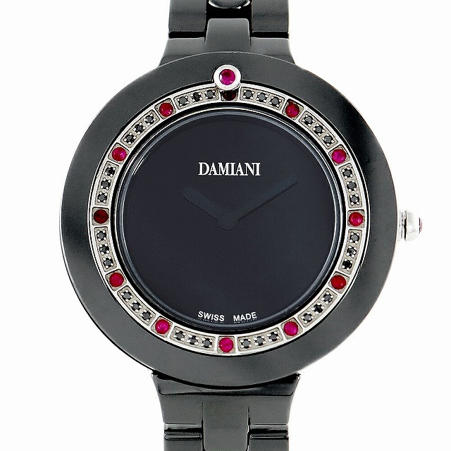 目立つ傷や汚れがなく綺麗な商品電池交換済 DAMIANI ダミアーニ  ベルエポック BCLSRB37 13Pルビー ブラックダイヤ 黒 ブラック セラミック レディース ボーイズ クォーツ【6ヶ月保証】【腕時計】