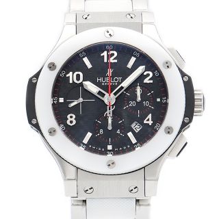 ウブロ(HUBLOT)の内部点検済 HUBLOT ウブロ ビッグバン クロノグラフ 44mm 301.SH.131.SH 250本限定 デイト 白 ホワイト 黒 ブラック カーボン SS ステンレス セラミック メンズ 自動巻き ビックバン【6ヶ月保証】【腕時計】【中古】(腕時計(アナログ))