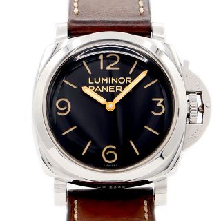 オフィチーネパネライ(OFFICINE PANERAI)のPANERAI パネライ ルミノール 1950 3DAYS 3デイズ PAM00372 O番 裏スケ 黒 ブラック SS ステンレス 純正ベルト 純正尾錠 メンズ 手巻き【6ヶ月保証】【腕時計】【中古】(腕時計(アナログ))