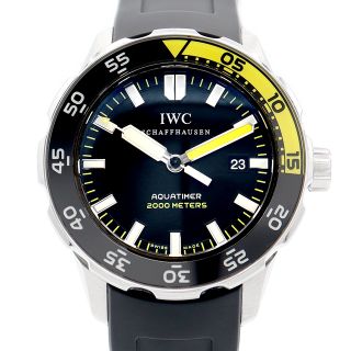 アイダブリューシー(IWC)のIWC インターナショナルウォッチカンパニー アクアタイマー IW356802 デイト 黒 ブラック SS ステンレス 純正ベルト 純正尾錠 メンズ  自動巻き【6ヶ月保証】【腕時計】【中古】(腕時計(アナログ))