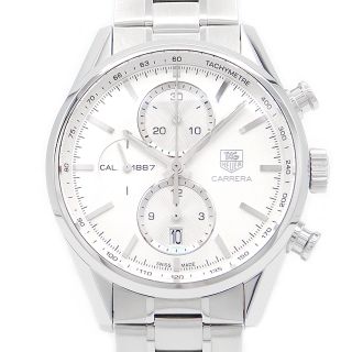 タグホイヤー(TAG Heuer)のTAG Heuer タグホイヤー カレラ クロノグラフ CAR2111-3 BA0724 デイト 白 ホワイト SS ステンレス メンズ 自動巻き【6ヶ月保証】【腕時計】【中古】(腕時計(アナログ))