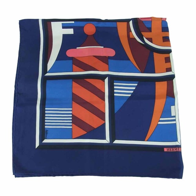 HERMES エルメス カレ 90 RIALTO シルク100％ スカーフ scarf ネイビー ...