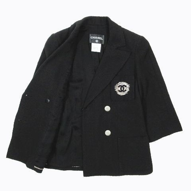 CHANEL(シャネル)のシャネル CHANEL ツイード ジャケット ダブルブレスト ブレザー 黒 レディースのジャケット/アウター(その他)の商品写真