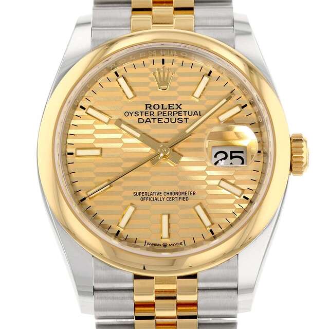 ROLEX - ロレックス デイトジャスト36 K18イエローゴールド 126203 ROLEX 腕時計 ゴールデンフルーテッド文字盤