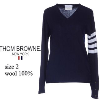 トムブラウン(THOM BROWNE)のTHOM BROWNE.★トムブラウン★Vネックニット★size 2(ニット/セーター)