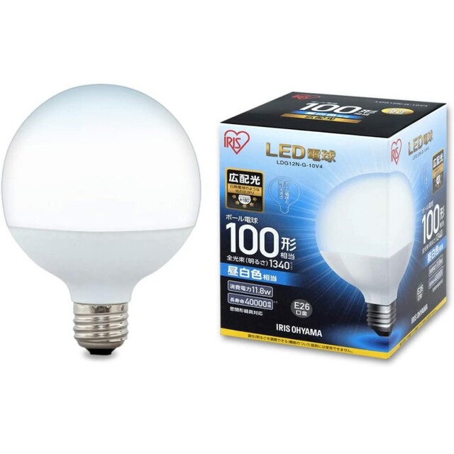 4個アイリスオーヤマ LED電球 E26 広配光タイプ 昼白色 60形相当