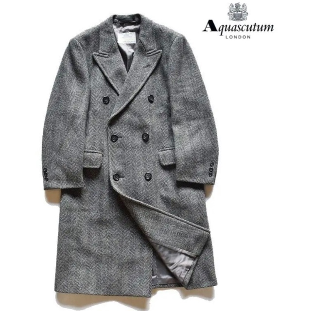 まもなく販売 Aquascutum 80s 英国製 ヘリンボーン ダブルブレスト