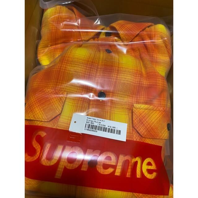 Supreme Hooded Flannel Zip Shirt Orange